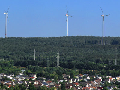 Windpark Söhrewald / Niestetal mit Blick auf Niestetal